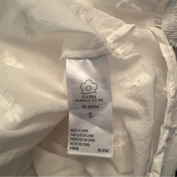 FARM RIO White Pineapple Embroidered Long Sleeve Boho Blouse Cotton Size Small - Picture 11 of 12